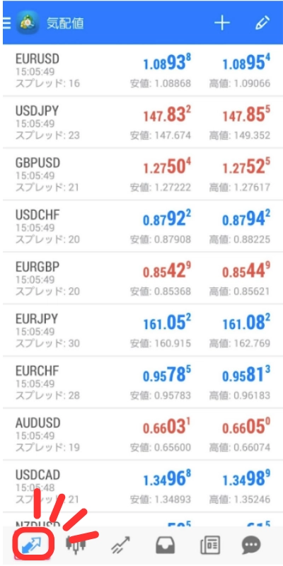 MT4アプリ通貨ペアを削除する方法