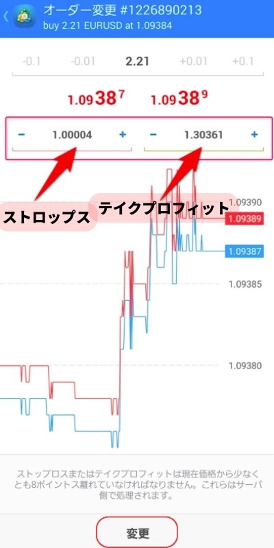 保有ポジションを変更する方法の説明画像